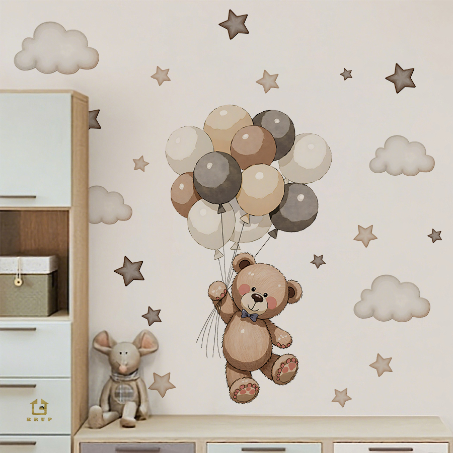 Baby Nursery Decals - Adorable Teddy Bear Wall Decals, Removable