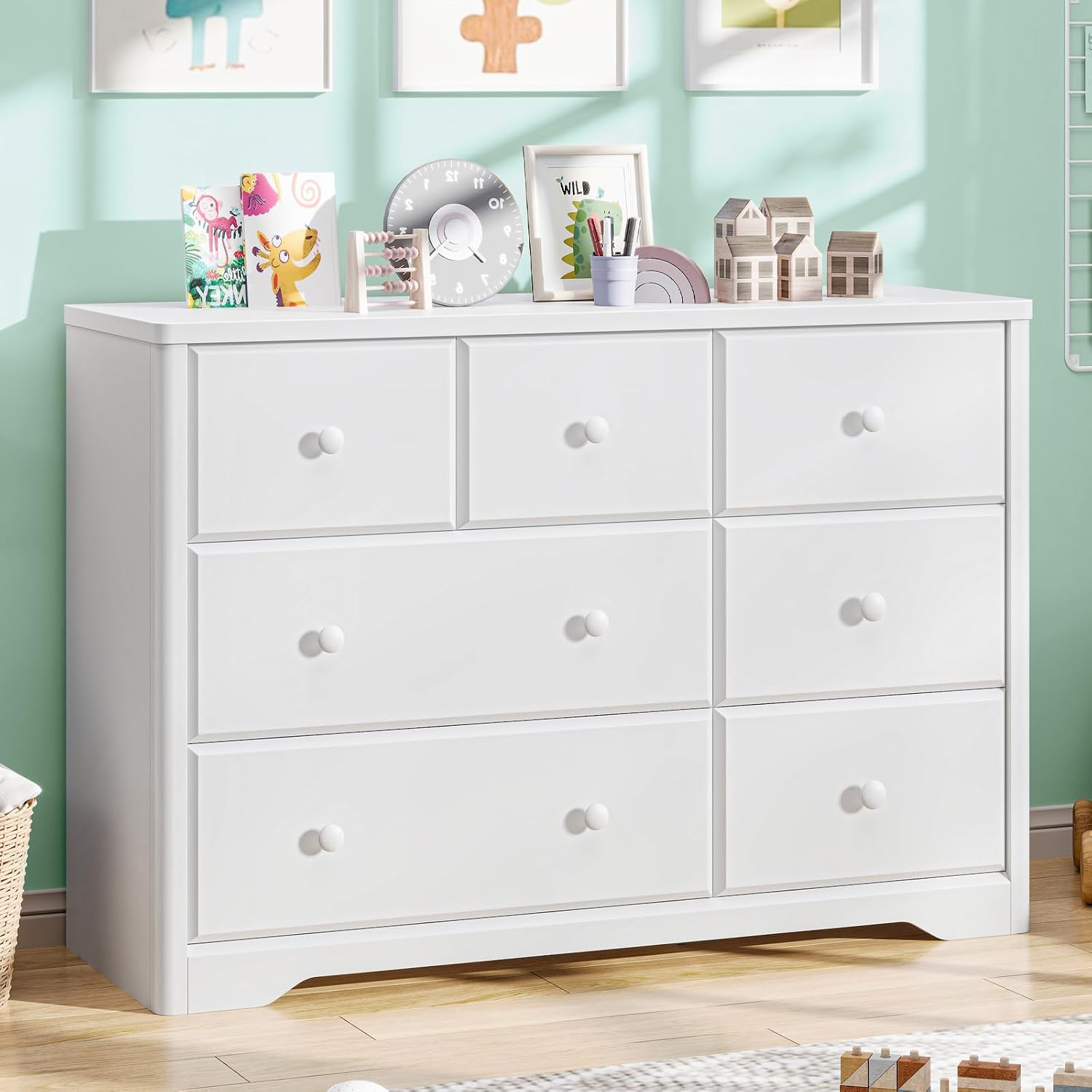 Baby Nursery Dresser - Dresser Cabinet 7 Drawers Kids Nursery
