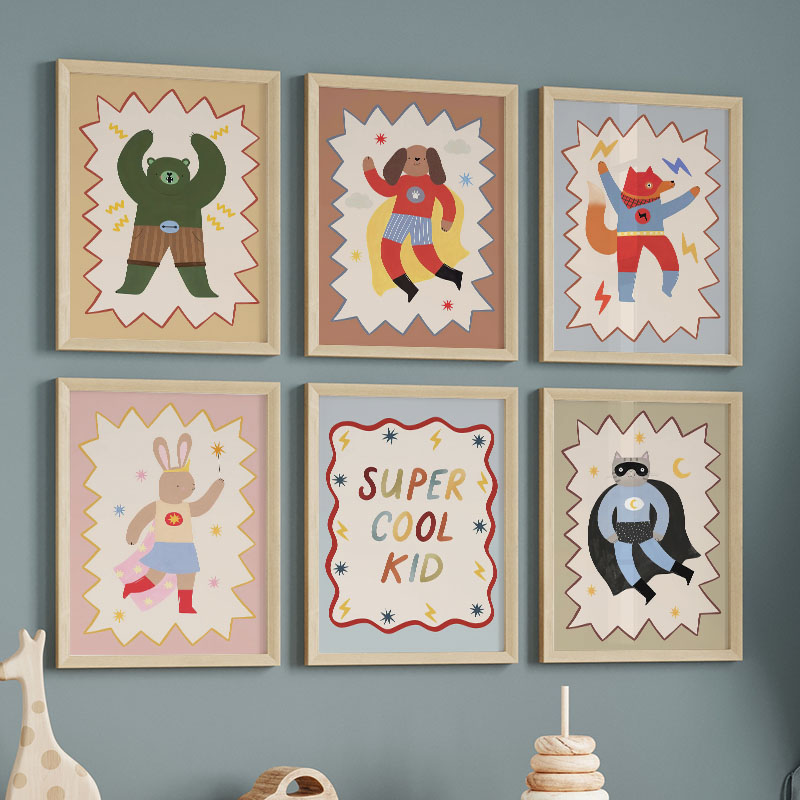 Baby Nursery Wall Decor - Funny Cartoon Super Cool Kid Nursery