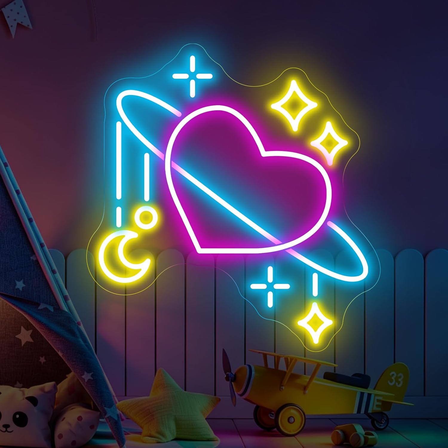 Space Planet Neon Sign LED Neo - Baby Nursery Wall Lights recension och pris