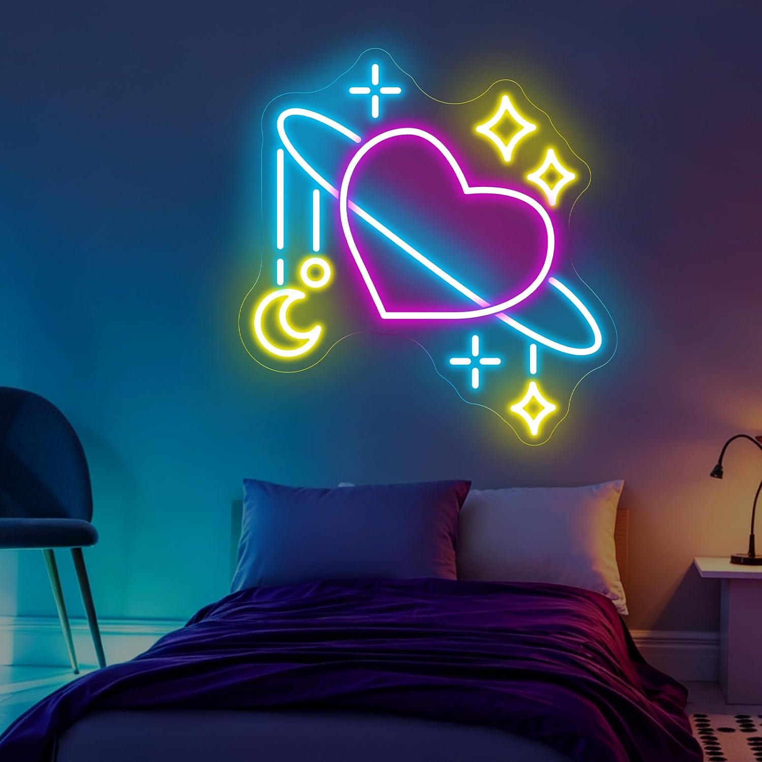 Space Planet Neon Sign LED Neo - Baby Nursery Wall Lights recension och pris