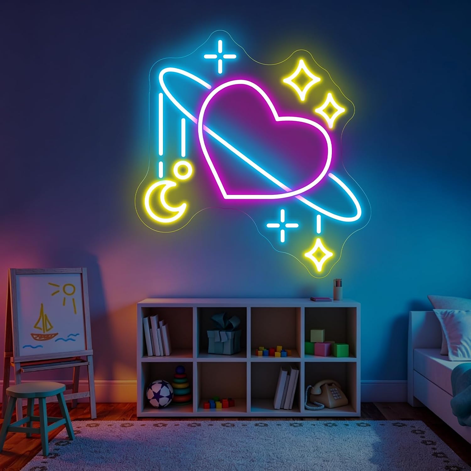 Space Planet Neon Sign LED Neo - Baby Nursery Wall Lights recension och pris