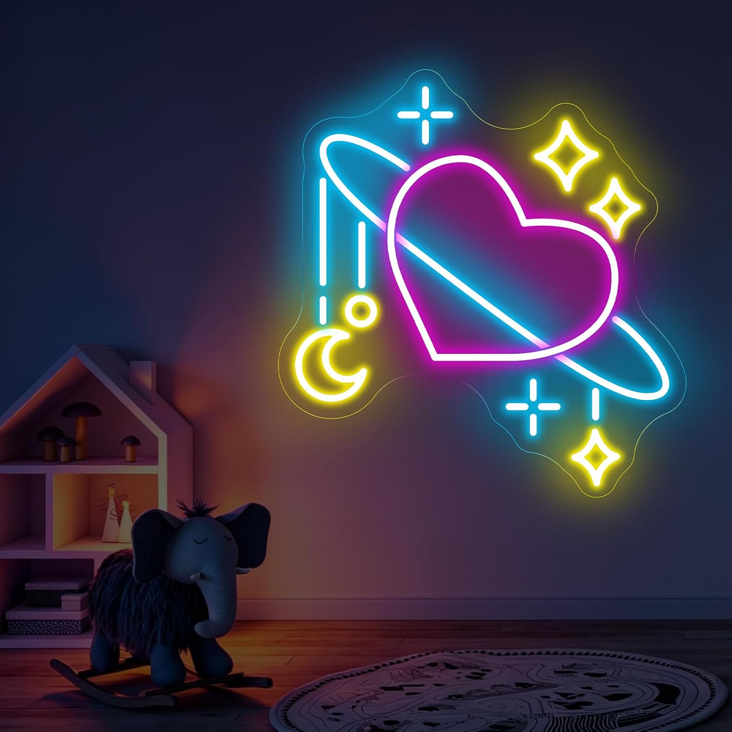 Space Planet Neon Sign LED Neo - Baby Nursery Wall Lights recension och pris
