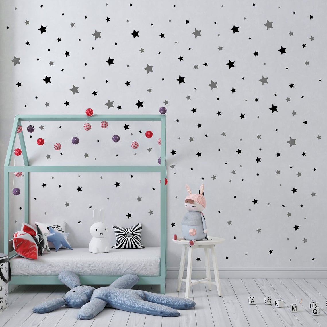 Cartoon 65Pcs Star Wall Sticke - Baby Nursery Decals recension och pris