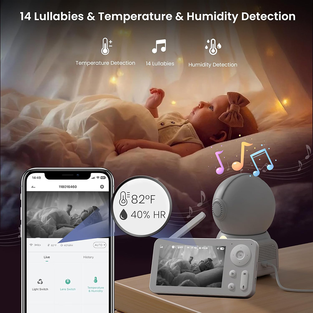 2K Baby Monitor with 2 Cameras - Baby Nursery Temperature recension och pris