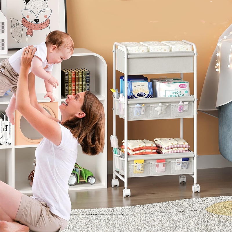 3-Tier Rolling Diaper Cart, Mu - Baby Nursery Cart recension och pris