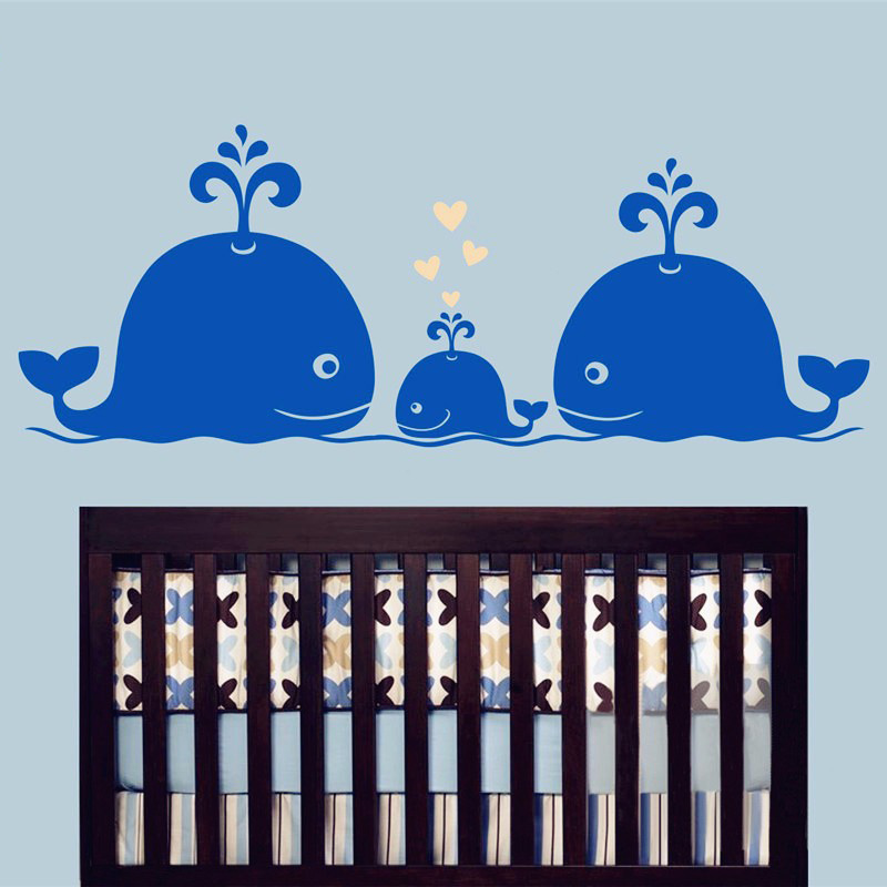New Cute Whale Hearts Family W - Baby Nursery Vintage Decor recension och pris