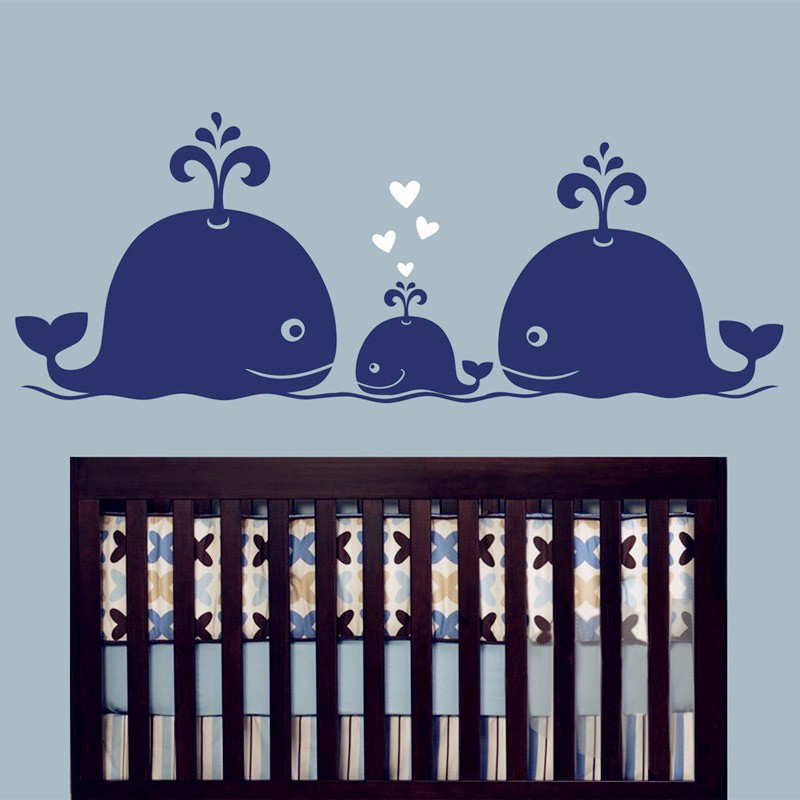 New Cute Whale Hearts Family W - Baby Nursery Vintage Decor recension och pris