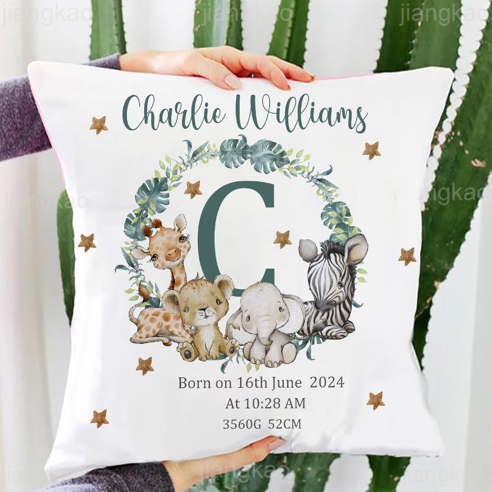 Personalized Safari Animal wit - Baby Nursery Cushion recension och pris