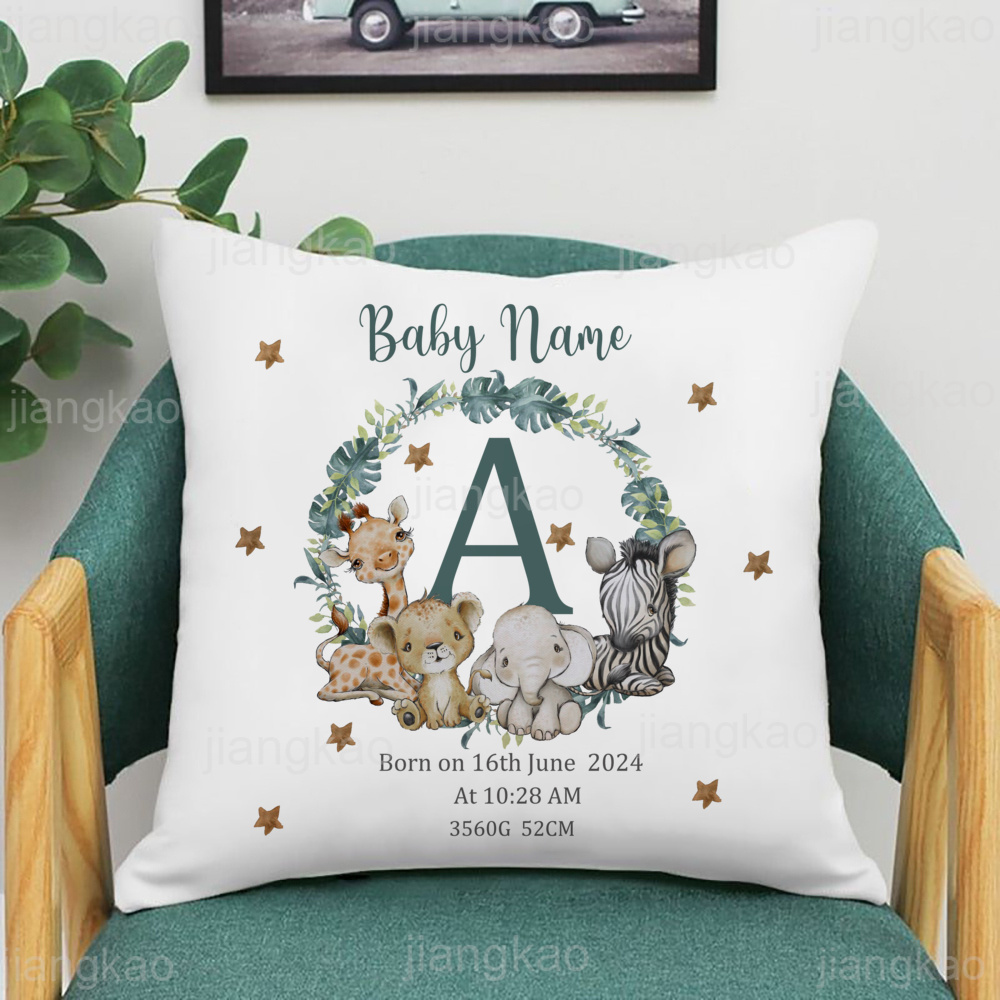 Personalized Safari Animal wit - Baby Nursery Cushion recension och pris