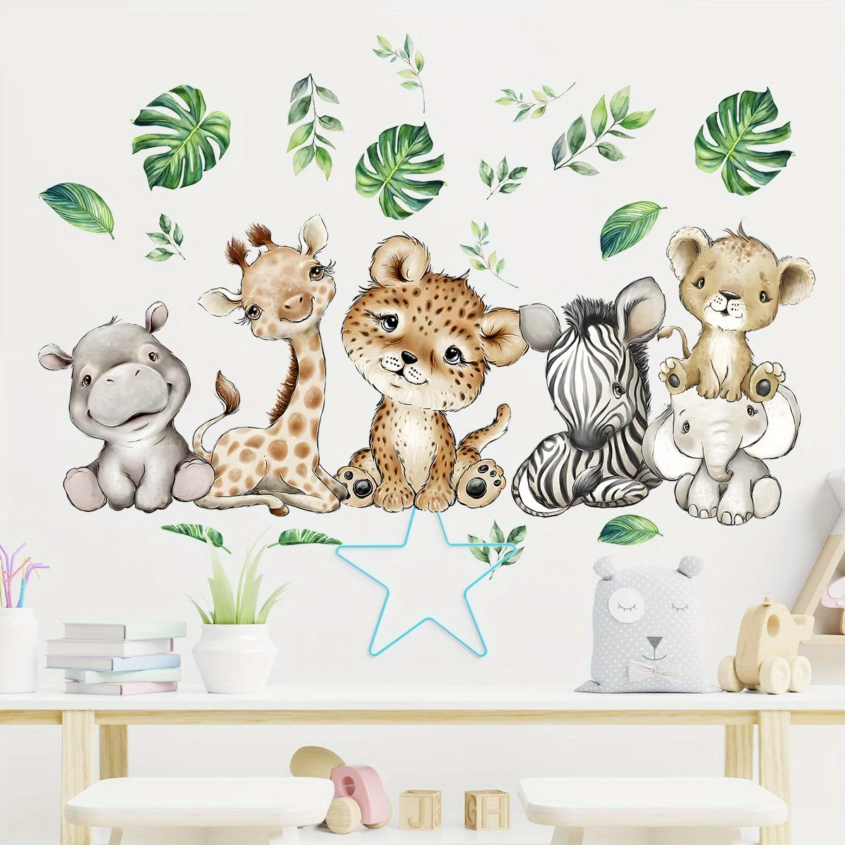 1PC Cartoon Cute Hippo Tiger E - Baby Nursery Wallpaper recension och pris