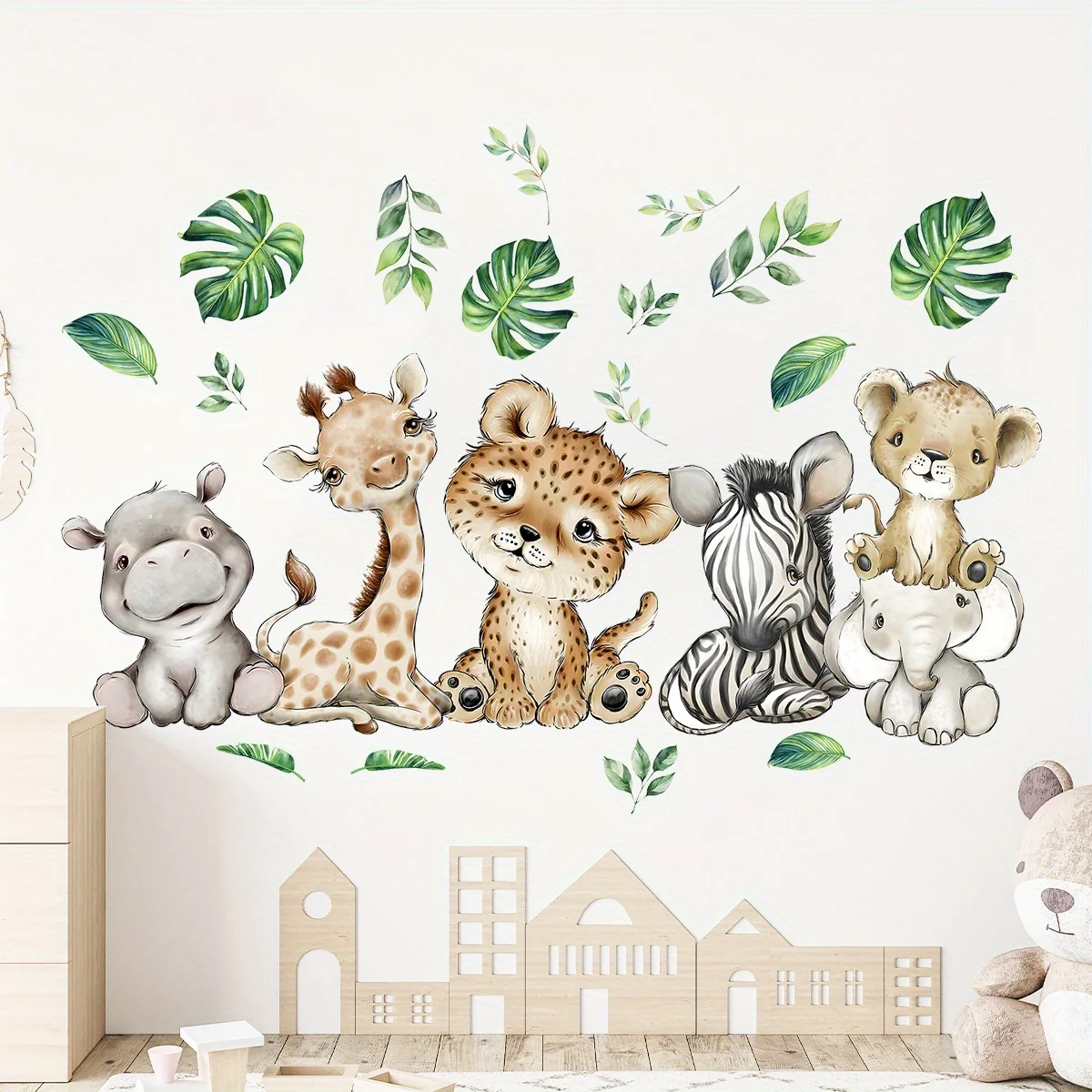 1PC Cartoon Cute Hippo Tiger E - Baby Nursery Wallpaper recension och pris