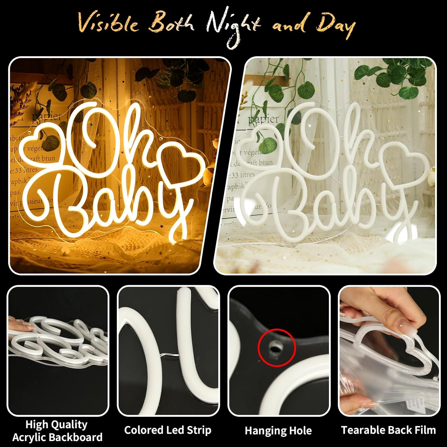 Oh Baby Neon Sign LED Marquee  - Baby Nursery Wall Lights recension och pris
