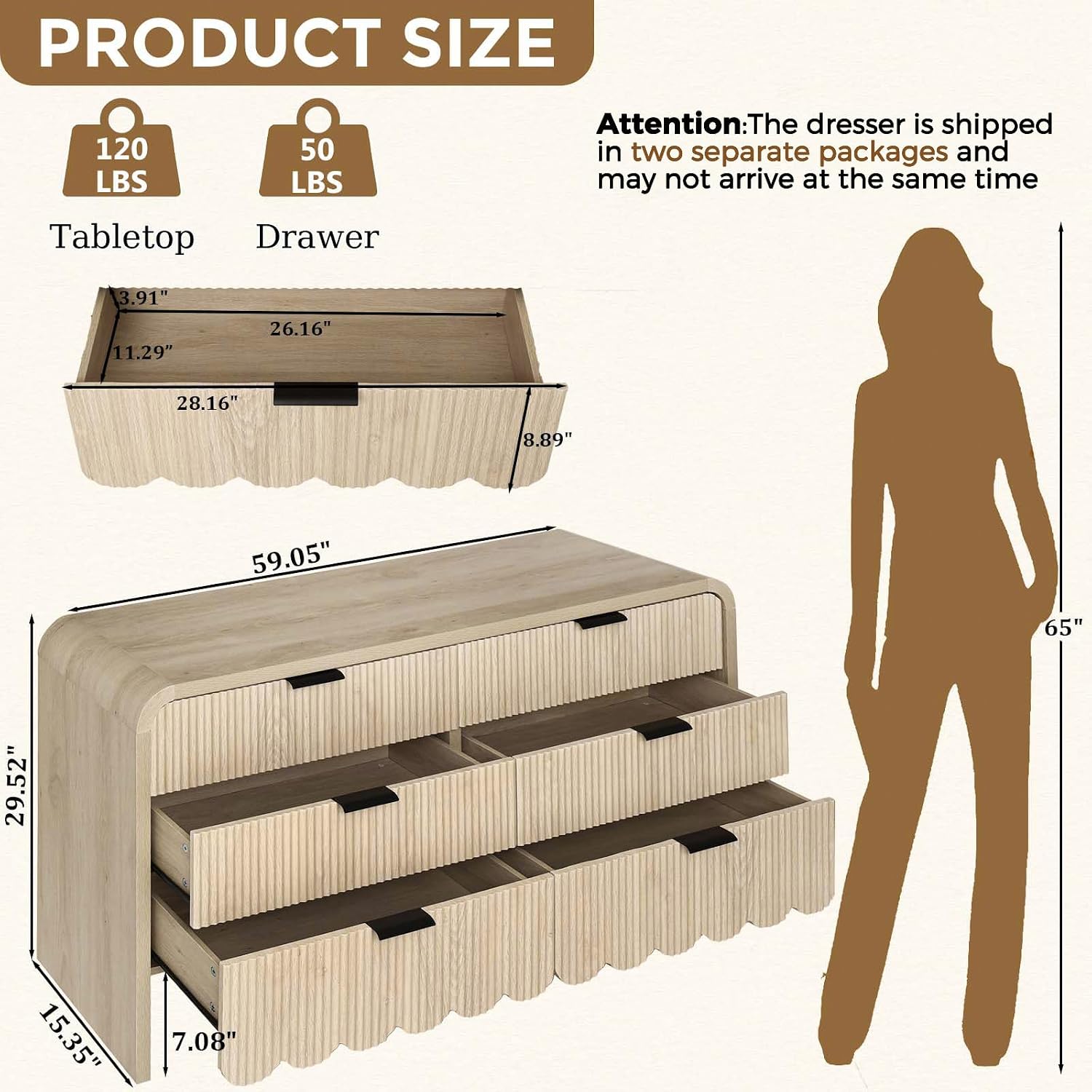 Wood 6 Drawer Dresser Nursery  - Baby Nursery Dresser recension och pris