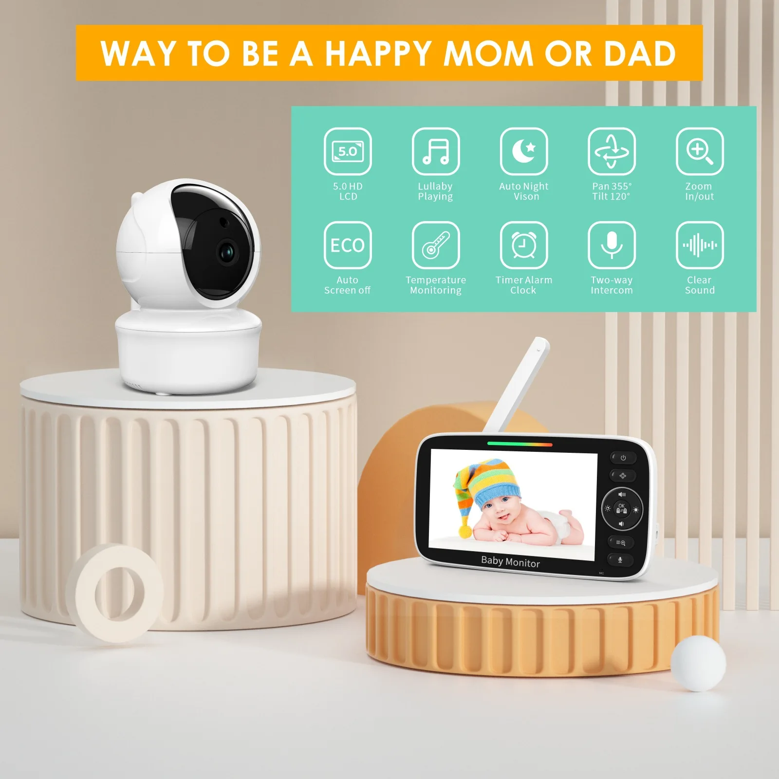Baby Monitor with 5-inch LCD S - Baby Nursery Temperature recension och pris