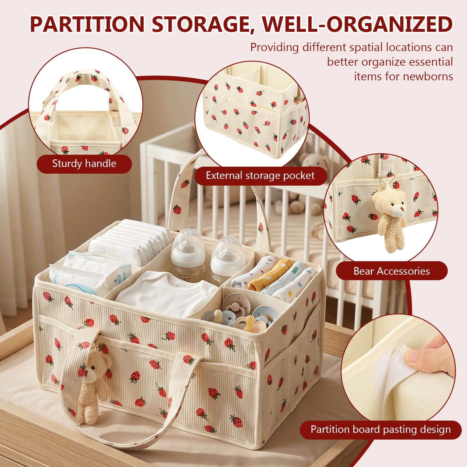 Baby Nappy Wipe Basket Organiz - Baby Nursery Dresser recension och pris