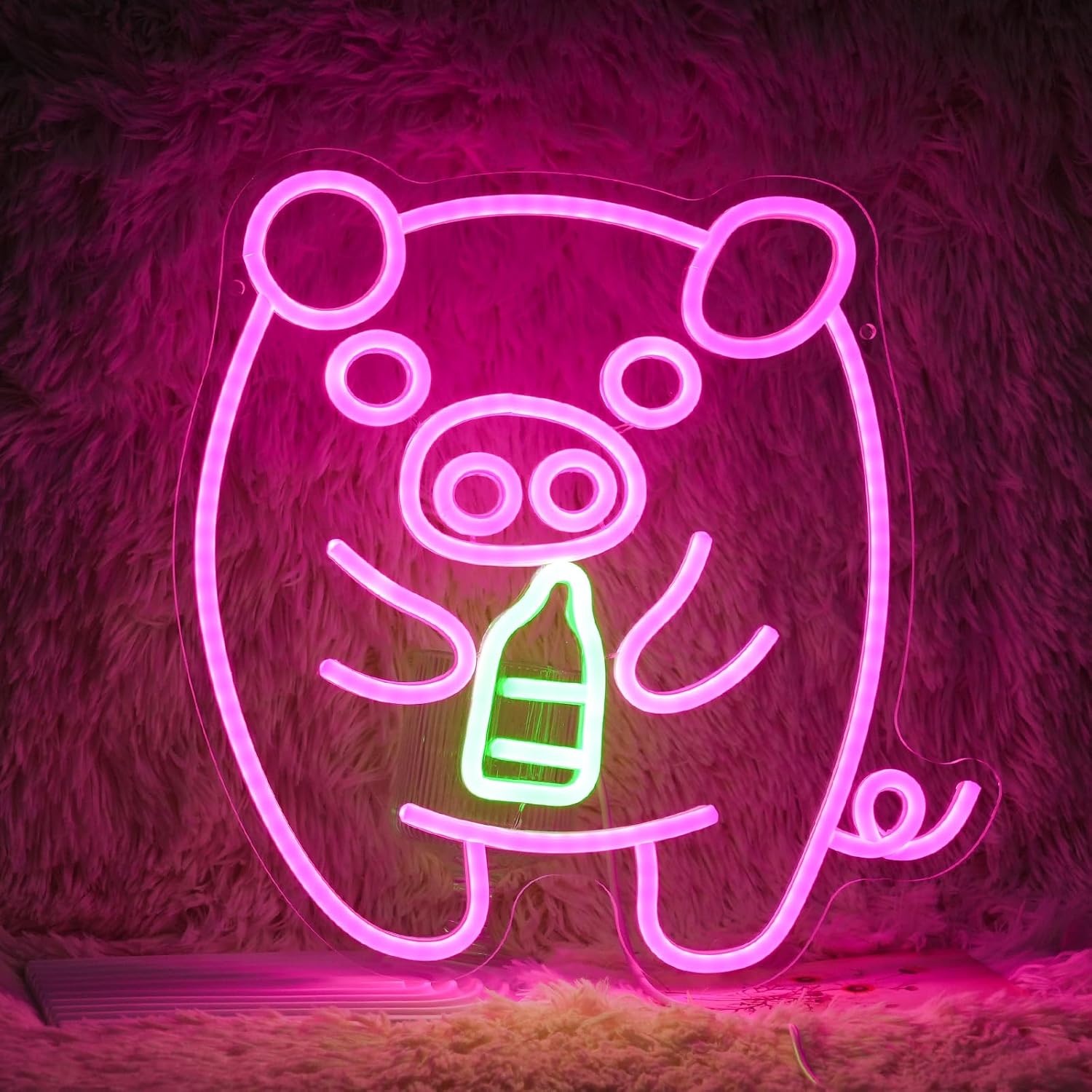 Baby Pig Milk Bottle Neon Sign - Baby Nursery Wall Lights recension och pris