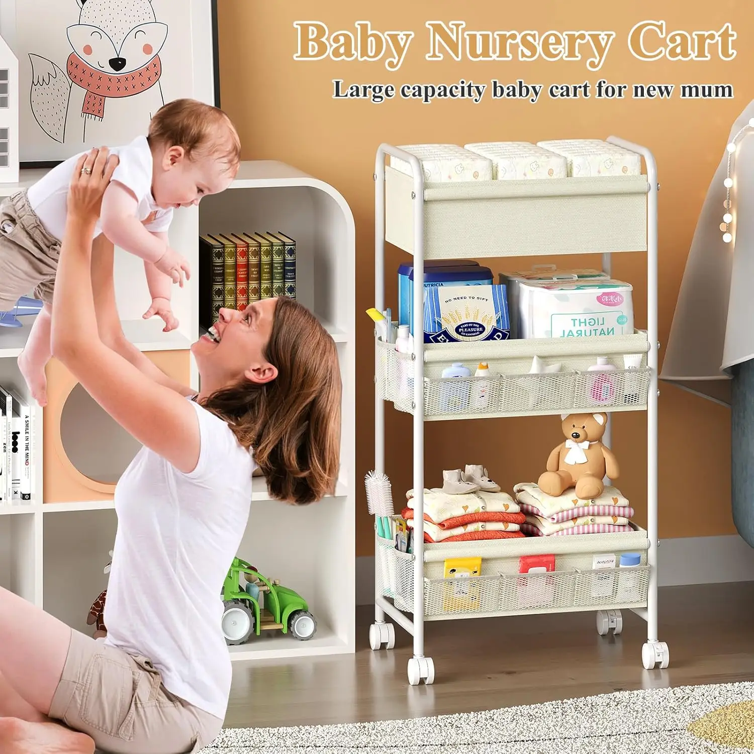 3 Tier Baby Diaper Caddy Cart  - Baby Nursery Cart recension och pris