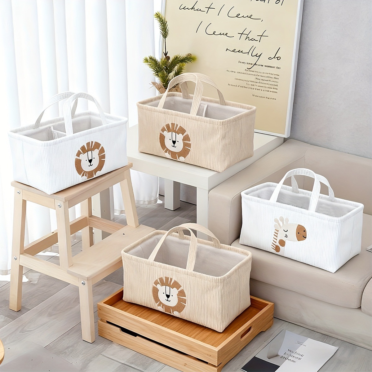 Cute Lion Diaper Caddy Foldabl - Baby Nursery Organiser recension och pris