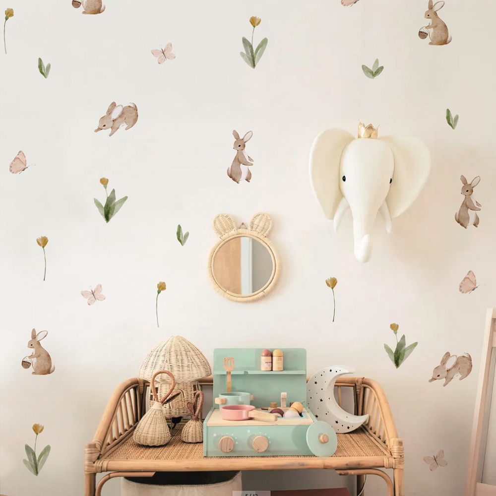 Summertime Watercolor  Cute Bu - Baby Nursery Wallpaper recension och pris