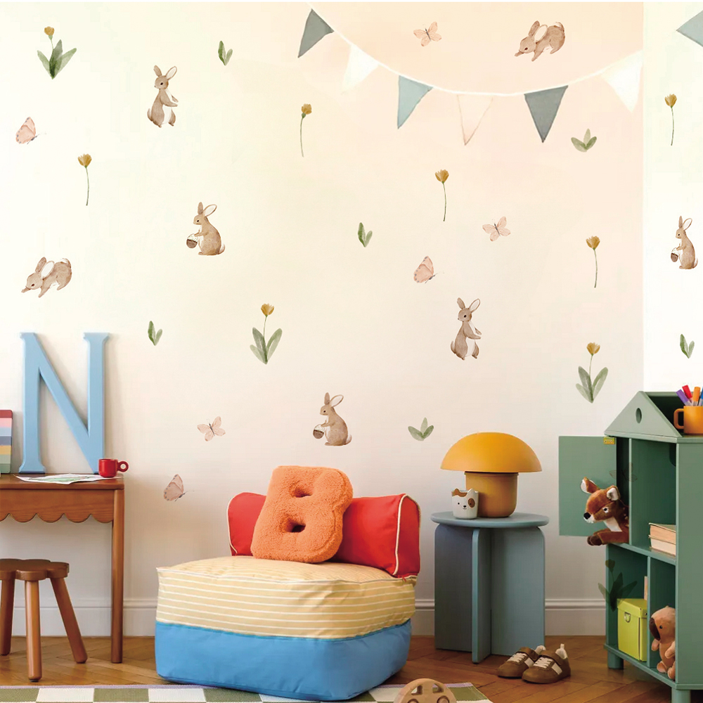 Summertime Watercolor  Cute Bu - Baby Nursery Wallpaper recension och pris