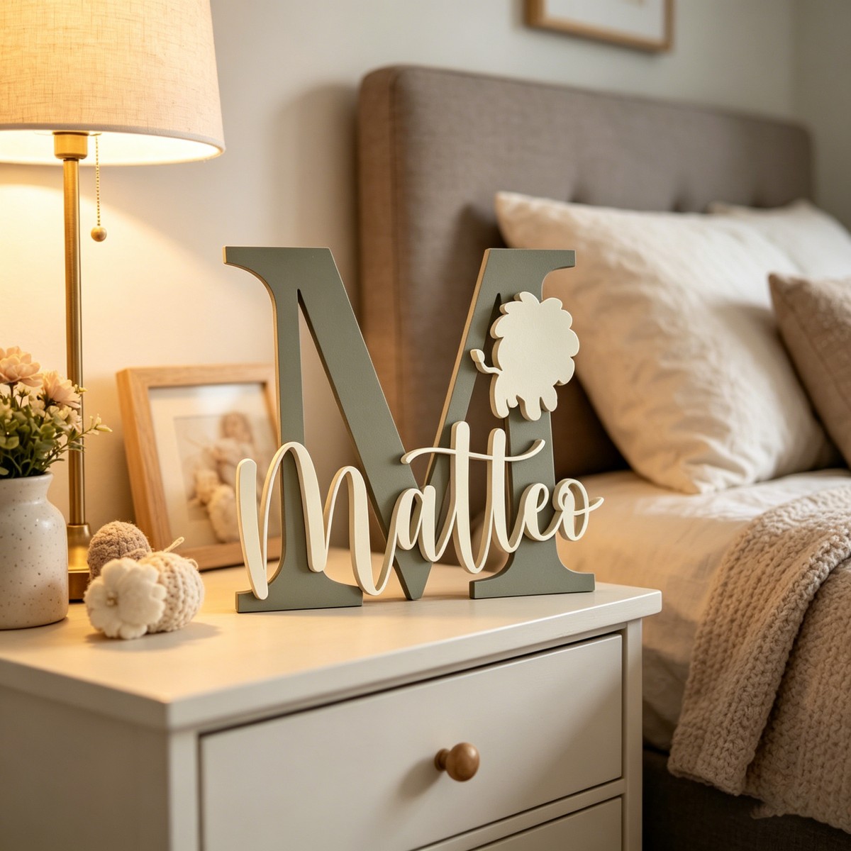 1Pc Custom Lion Name & Initial - Baby Nursery Wall Decor recension och pris