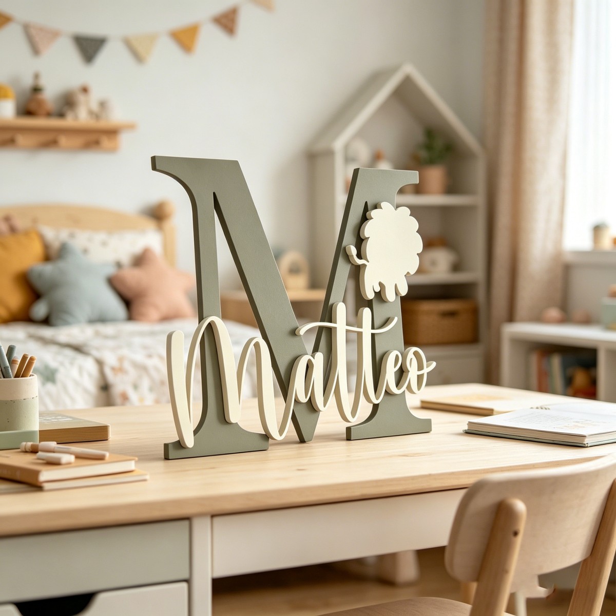 1Pc Custom Lion Name & Initial - Baby Nursery Wall Decor recension och pris