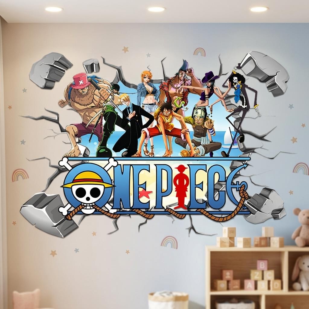 Cartoon One Piece Luffy 3D Wal - Baby Nursery Decals recension och pris