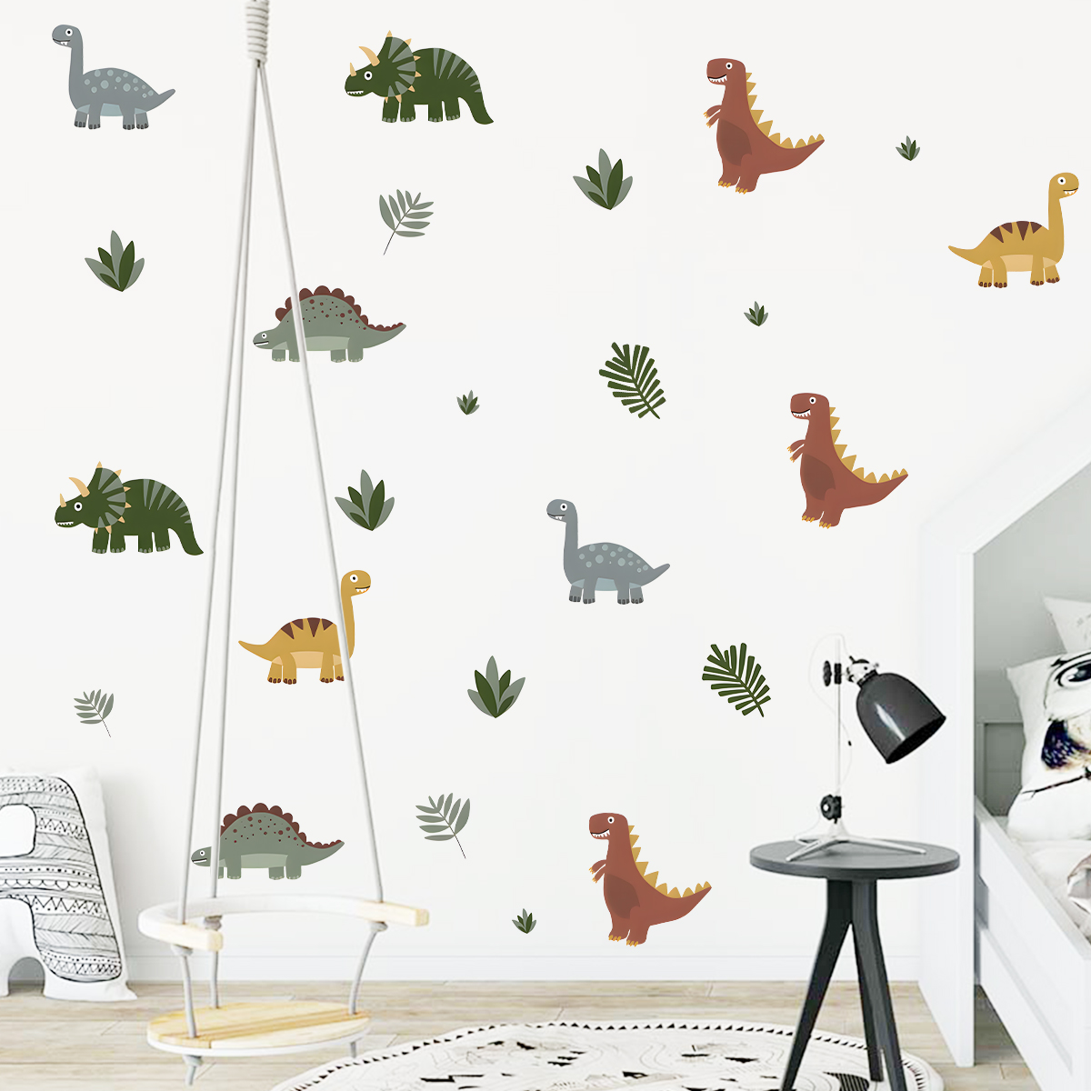 Cartoon Cute Dinosaur Leaf Ani - Baby Nursery Wallpaper recension och pris