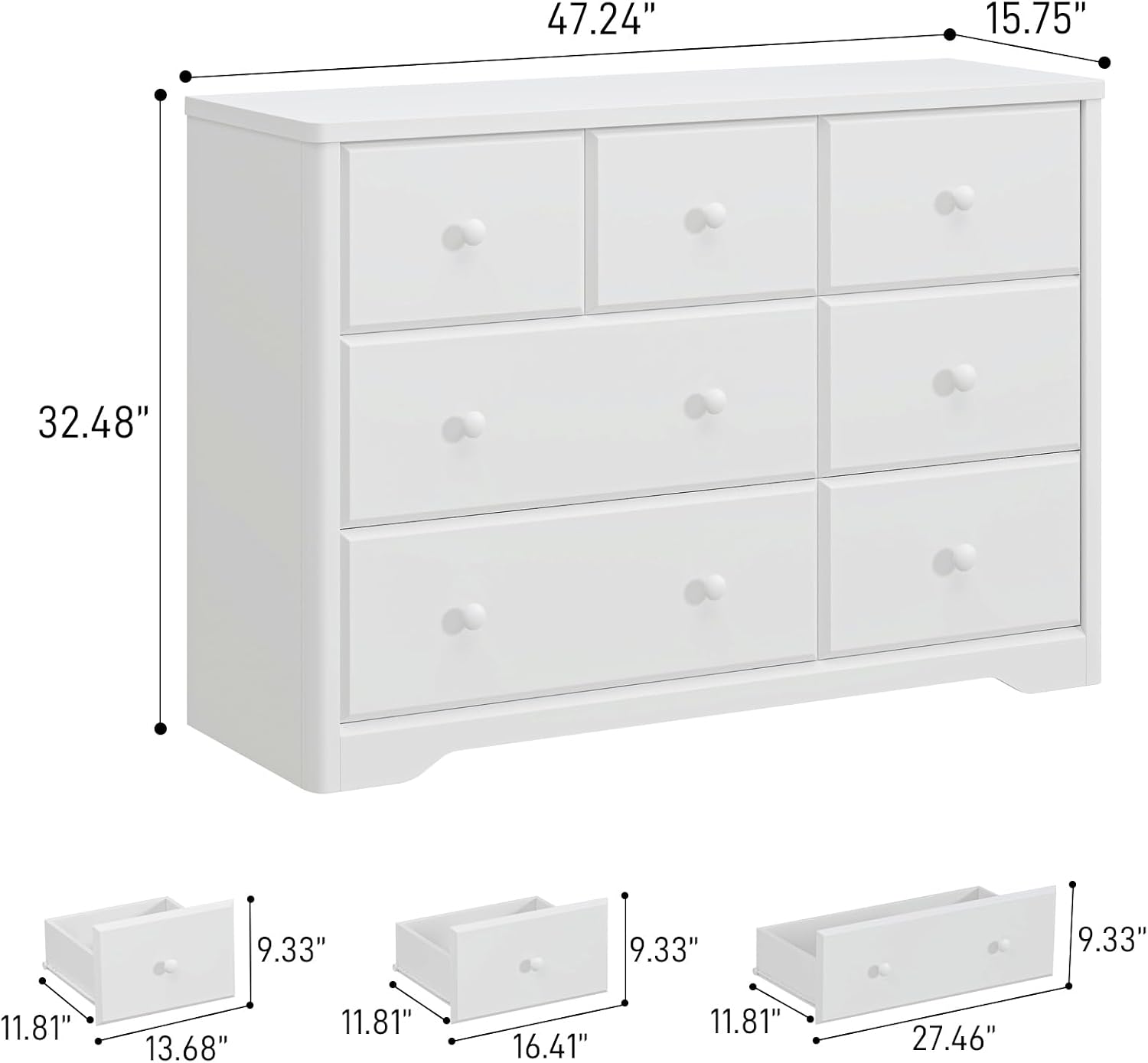 Dresser Cabinet 7 Drawers Kids - Baby Nursery Dresser recension och pris