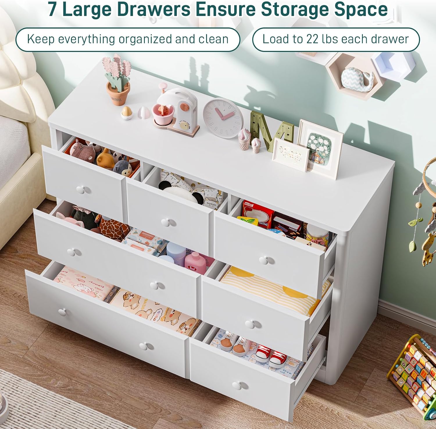 Dresser Cabinet 7 Drawers Kids - Baby Nursery Dresser recension och pris