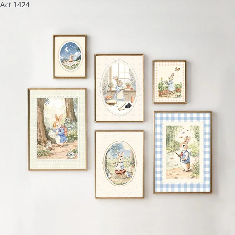 Vintage Boho Blue Plaid Rabbit - Baby Nursery Vintage Decor recension och pris