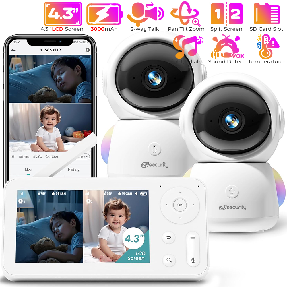 2K Baby Monitor with 2 Cameras - Baby Nursery Temperature recension och pris