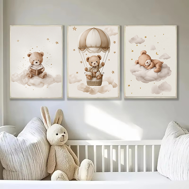 3pcs/set Bohemian Teddy Bear A - Baby Nursery Wall Decor recension och pris