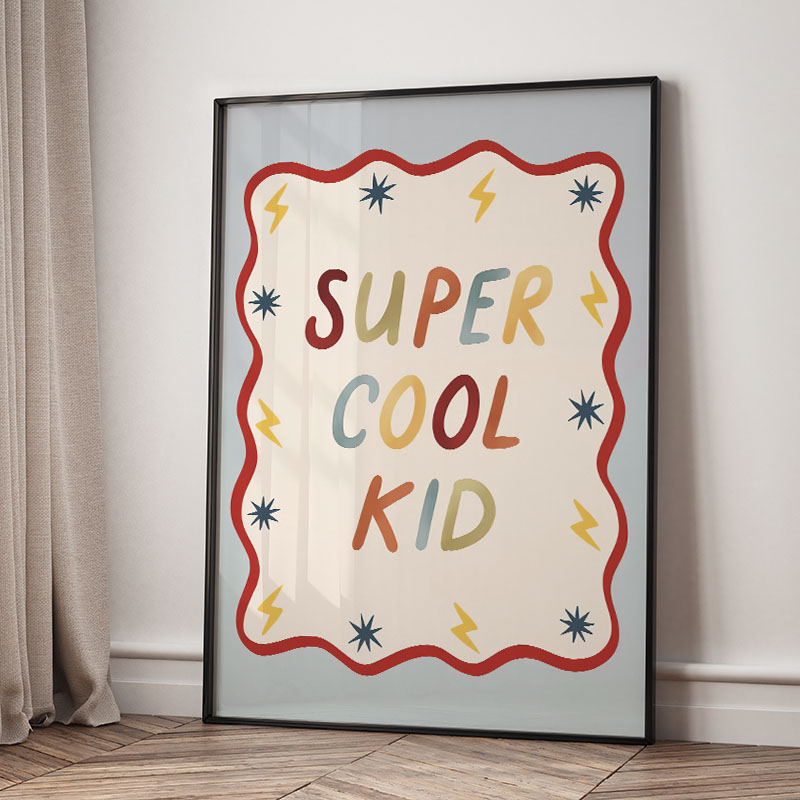Funny Cartoon Super Cool Kid N - Baby Nursery Wall Decor recension och pris